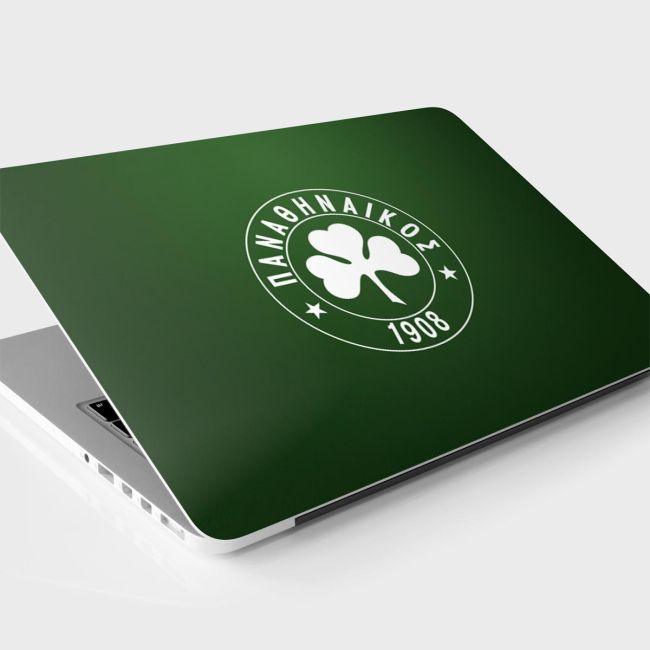 Panathinaikos laptop sticker, green vinyl decal featuring the official team logo for laptop customization.