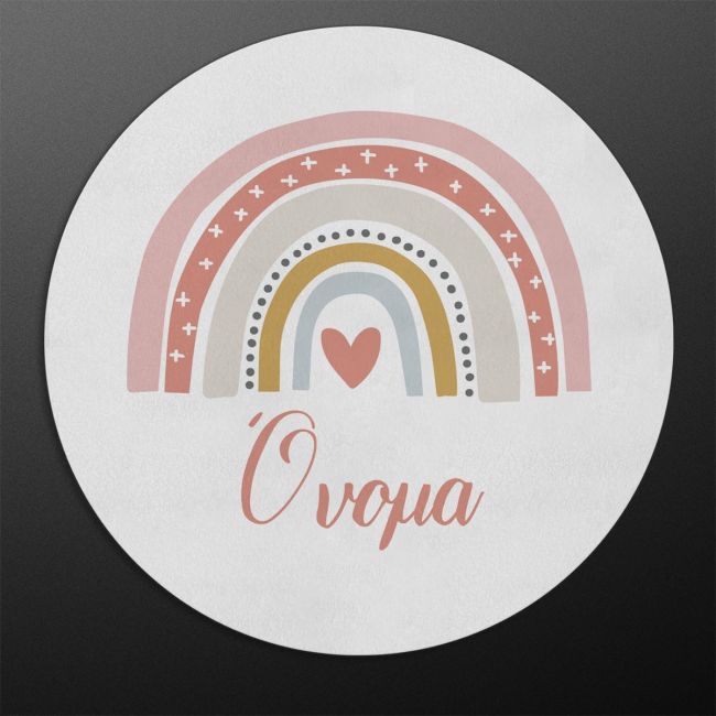 Wooden figure printed circular,Nordic Rainbow