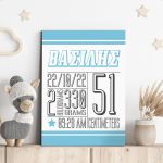 Canvas print birthday with measurments