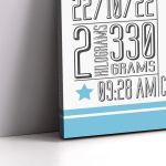 Canvas print birthday with measurments