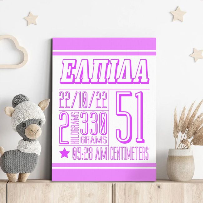 Kids canvas print with measurments