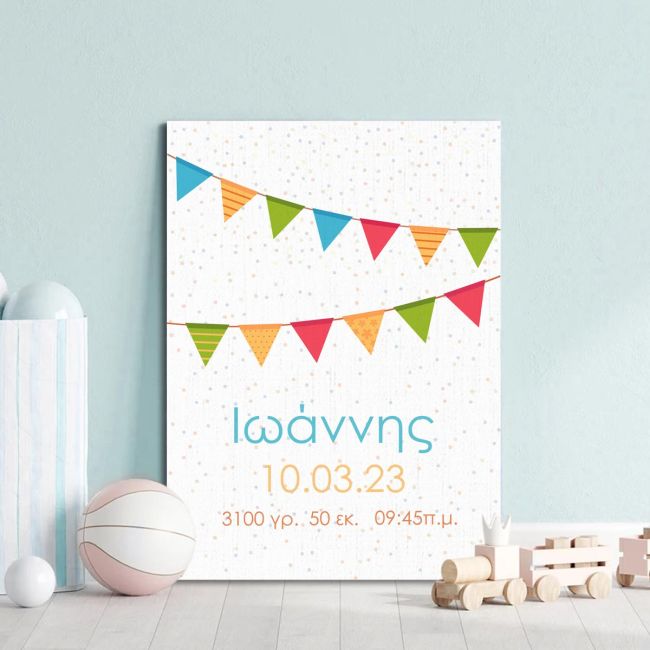 Canvas print birthday with measurments