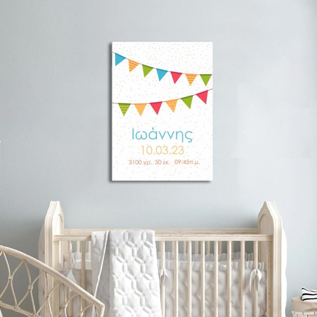 Canvas print birthday with measurments