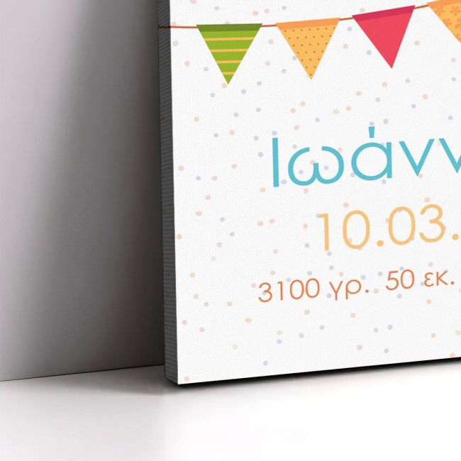 Canvas print birthday with measurments