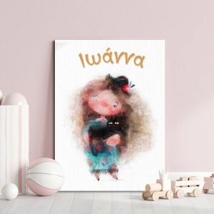 Kids canvas print With my cat 2