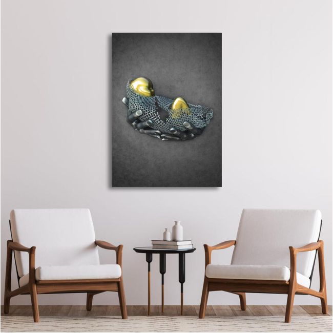 Canvas print Baby in gold