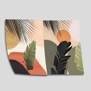 Banana leaves poster two panels Frameless print, minimal style 2