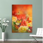 Πίνακας σε καμβά Πεταλούδες και τριαντάφυλλα