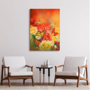 Canvas print Butterflies and roses 2