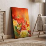 Πίνακας σε καμβά Πεταλούδες και τριαντάφυλλα