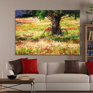 Canvas print Bicycle by the tree