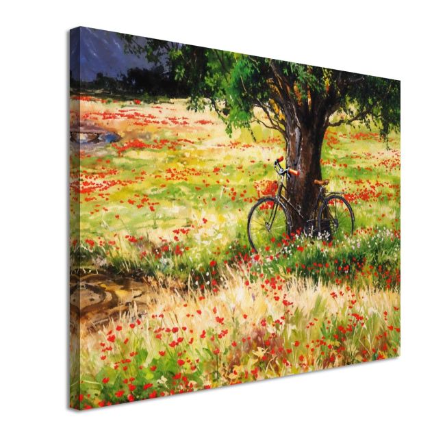 Canvas print Bicycle by the tree