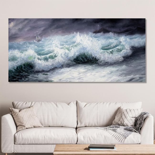 Canvas print Ship in the storm