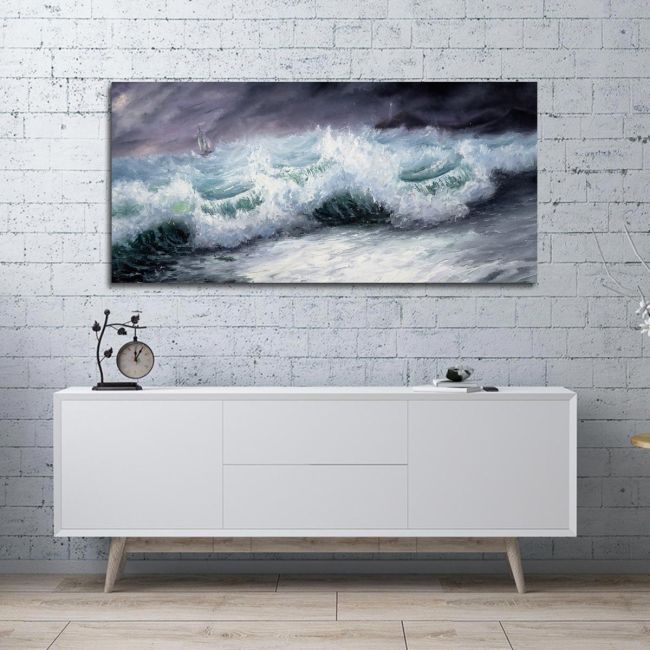 Canvas print Ship in the storm