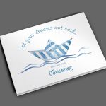 Personalized paper wish book, striped paper boat design