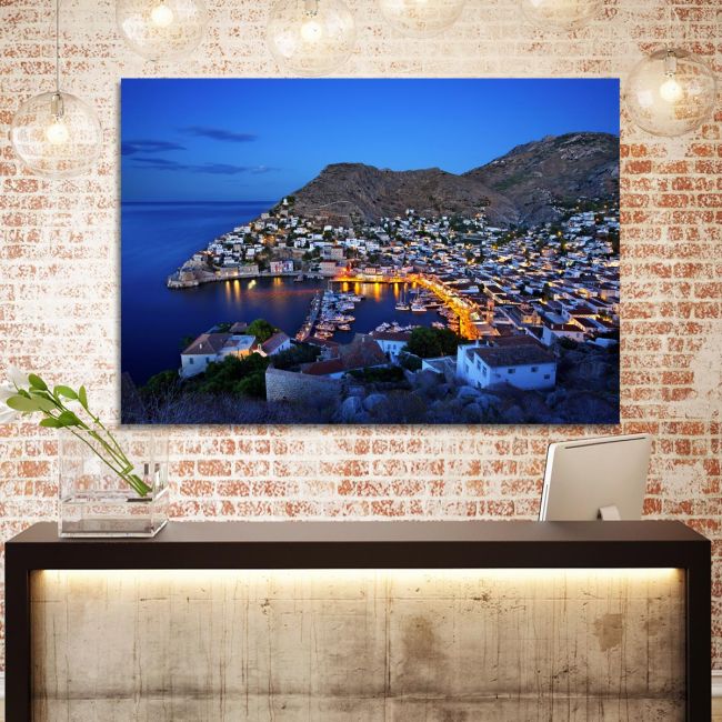 Canvas print Ydra by night