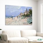 Canvas print The beach at Trouville, Monet