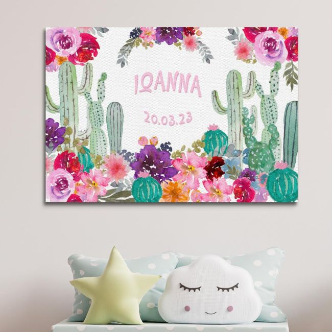 Kids canvas print, horizontal Roses and cacti