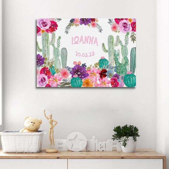 Kids canvas print, horizontal Roses and cacti