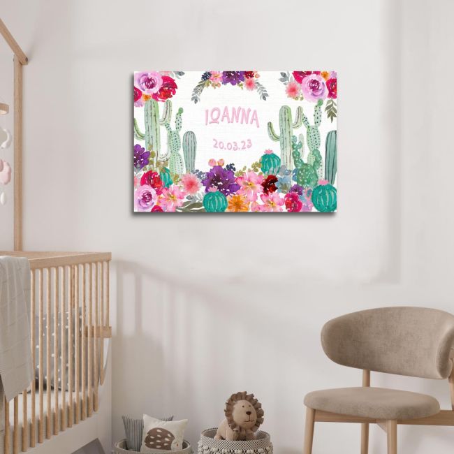 Kids canvas print, horizontal Roses and cacti