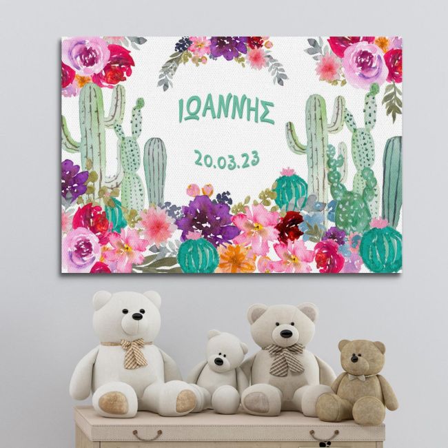 Kids canvas print, horizontal Roses and cacti