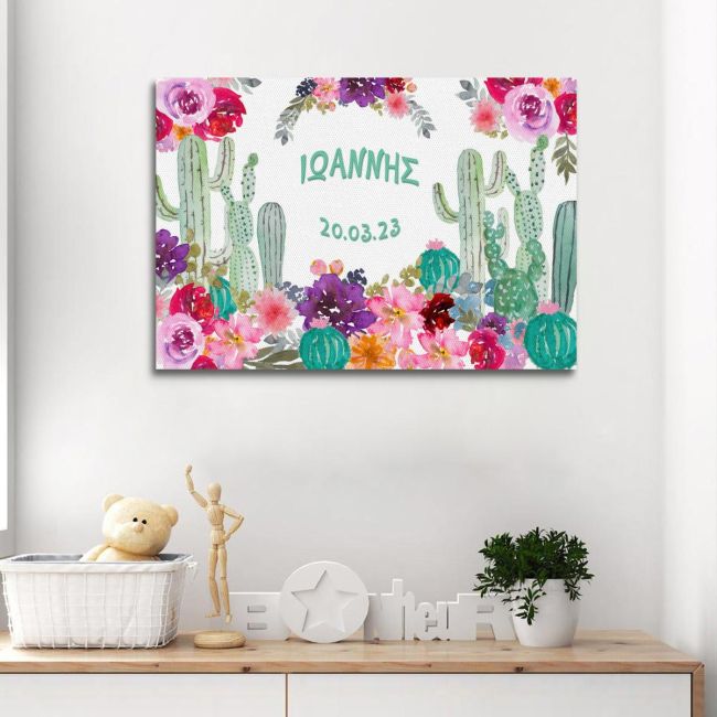 Kids canvas print, horizontal Roses and cacti