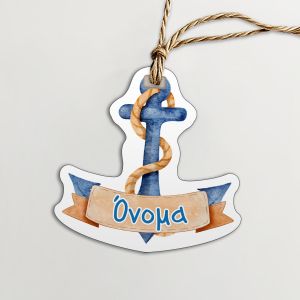 Baptism cutout tag, paper, watercolor anchor with name. 2
