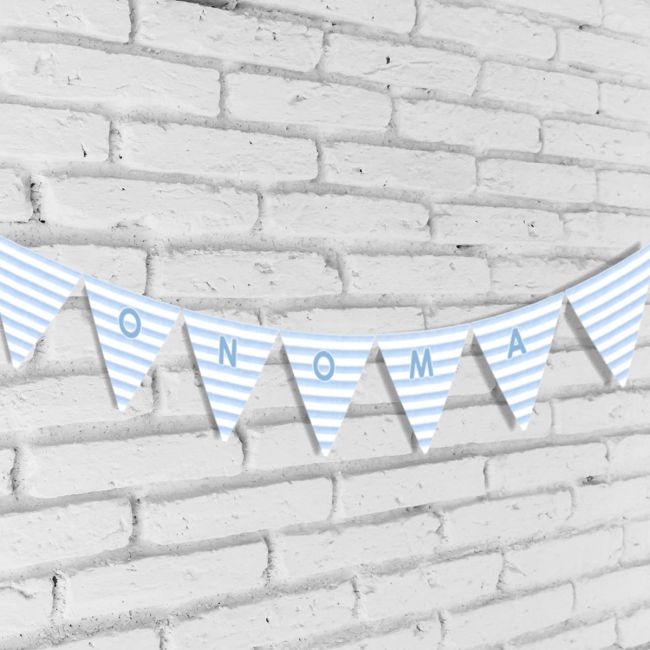 Paper party flagsLight blue stripe
