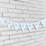 Paper party flagsLight blue stripe