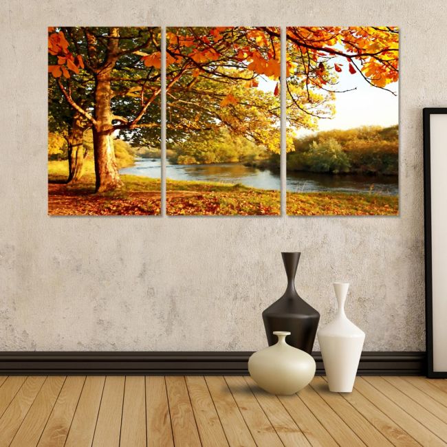 Canvas print Beautiful autumn painting,3 panels