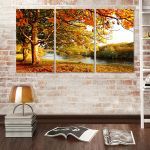 Canvas print Beautiful autumn painting,3 panels