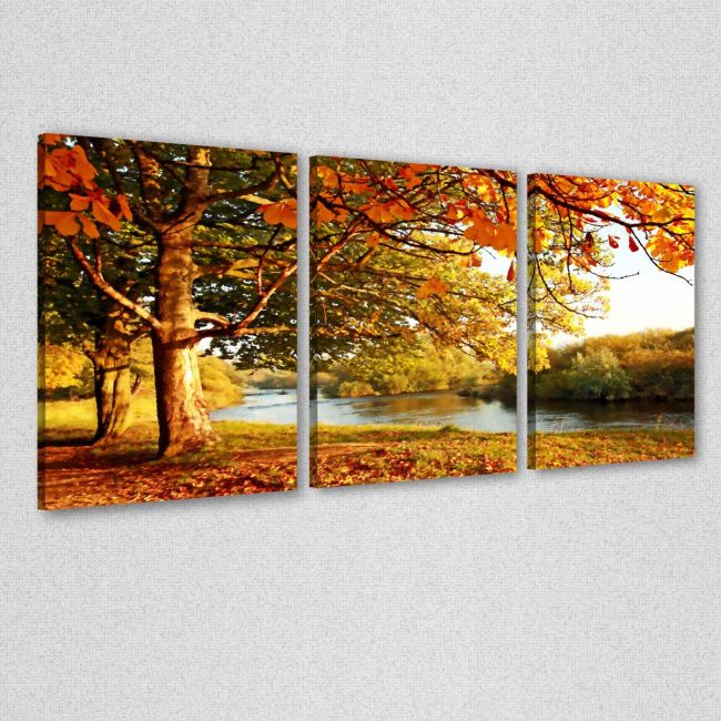 Πίνακας σε καμβά Beautiful autumn painting, τρίπτυχος