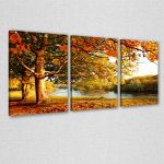 Πίνακας σε καμβά Beautiful autumn painting, τρίπτυχος