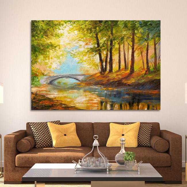 Πίνακας ζωγραφικής Forest near the river