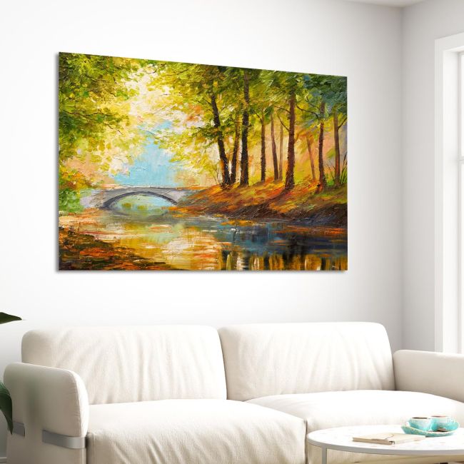 Canvas print Forest near the river