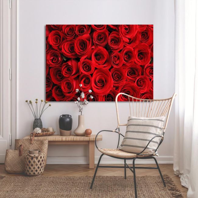 Canvas print Red roses bouqet