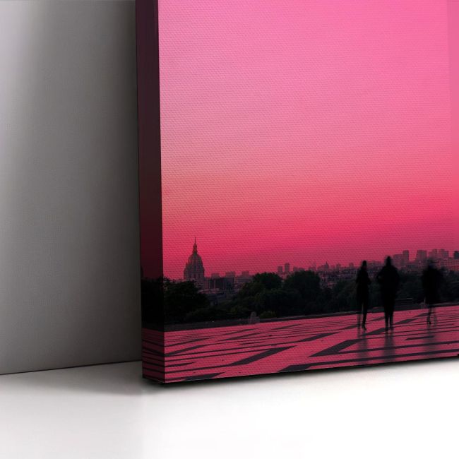 Canvas print Paris, Eiffel under moon