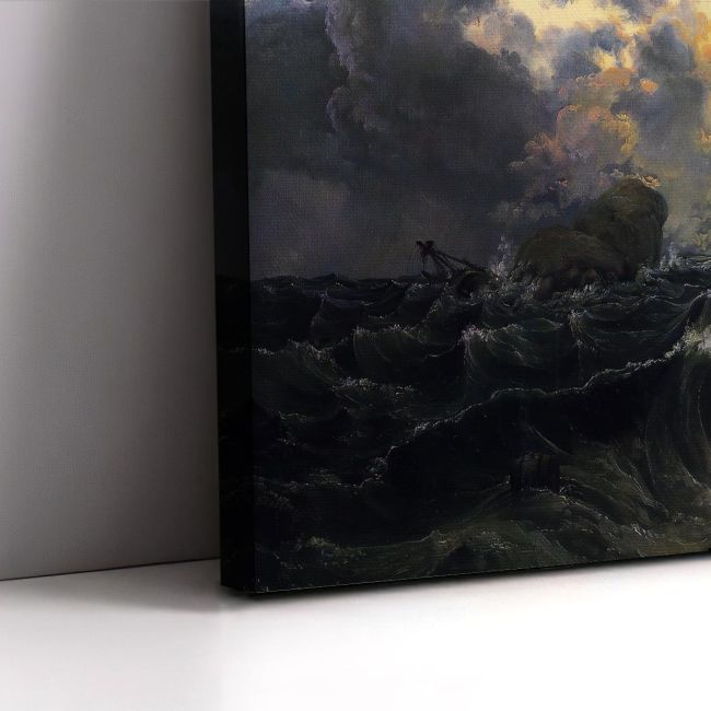 Canvas print Shipwreck on a rocky coast, Dahl Johan Christian