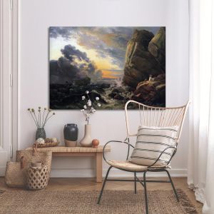 Canvas print Shipwreck on a rocky coast, Dahl Johan Christian 2