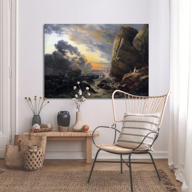 Canvas print Shipwreck on a rocky coast, Dahl Johan Christian