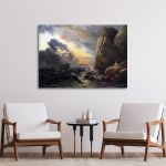Canvas print Shipwreck on a rocky coast, Dahl Johan Christian
