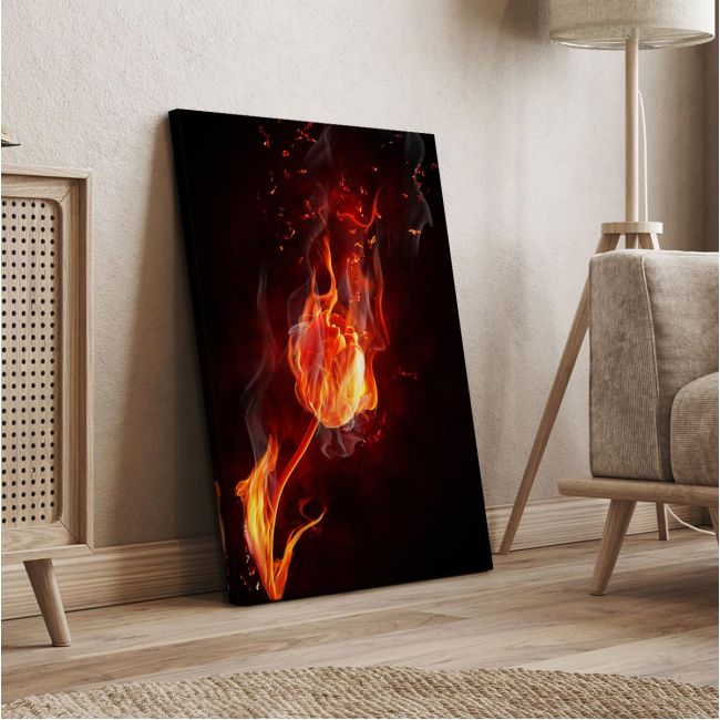 Canvas print Flaming tulip, vertical