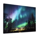 Canvas print, Northern lights over city