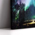 Canvas print, Northern lights over city