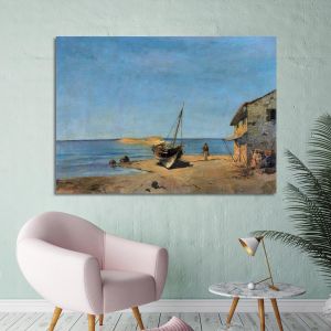Canvas print The fisherman's house on the beach, Volanakis