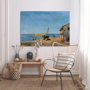 Canvas print The fisherman's house on the beach, Volanakis 2