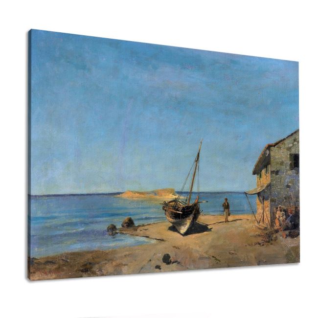 Canvas print The fisherman's house on the beach, Volanakis