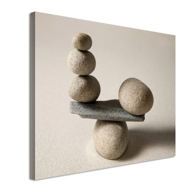 Canvas print. Balanced natural stones, minimalist fantasy.