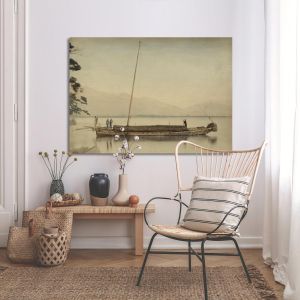 Canvas print Fishermen on a boat, Japan 2