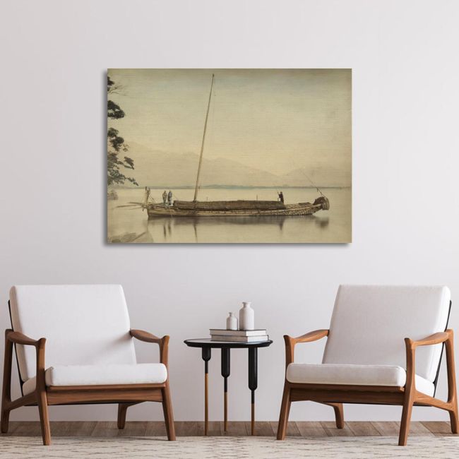 Canvas print Fishermen on a boat, Japan
